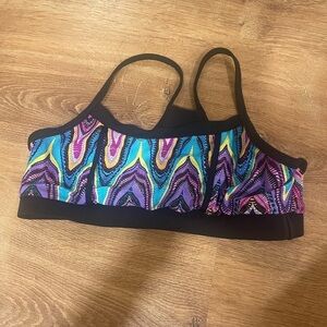 Funky Diva black blue purple yellow and pink bathing suit top​​​​​​​​